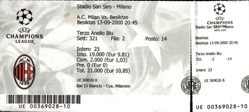 Biglietto stadio milan vs - biglietto, a.c.